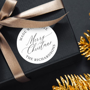 Personalised Merry Christmas Made With Love White Classic Round Sticker