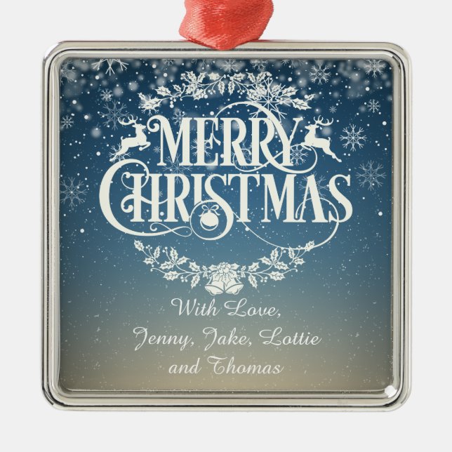 Personalised Merry Christmas Metal Tree Decoration (Front)