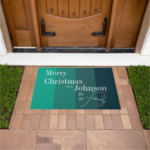 Personalised Merry Christmas Modern Typography Doormat
