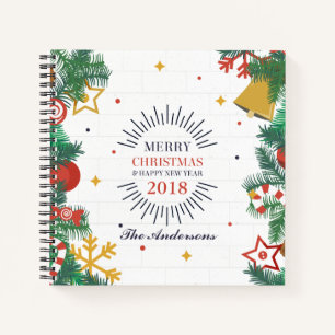 Personalised Merry Christmas & New Year Guestbook Notebook