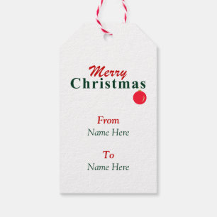 Personalised Merry Christmas, Ornament Red Green Gift Tags