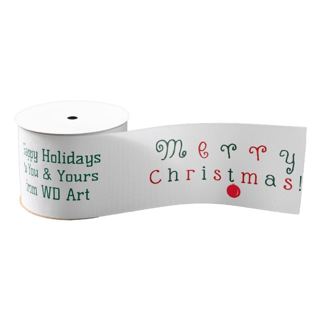Personalised Merry Christmas, Ornament Red Green Grosgrain Ribbon (Spool)