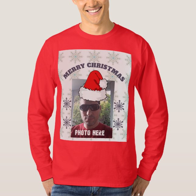Personalised Merry Christmas Photo Replace Snowy T-Shirt (Front)