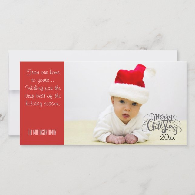 Personalised Merry Christmas Photo with Year Holiday Card (Front)