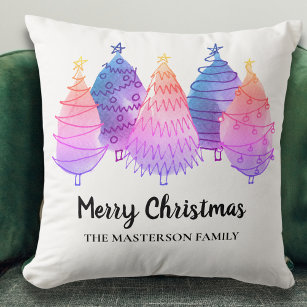 Personalised Merry Christmas Pink Trees  Cushion