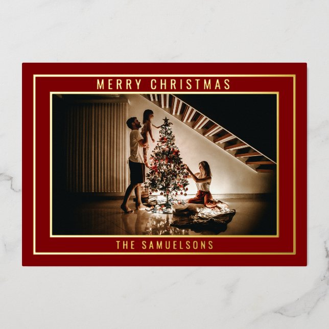 Personalised Merry Christmas Red Greeting | PHOTO (Front)