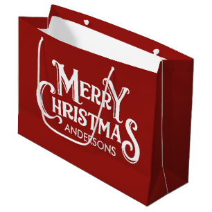 Personalised Merry Christmas Red Large Gift Bag