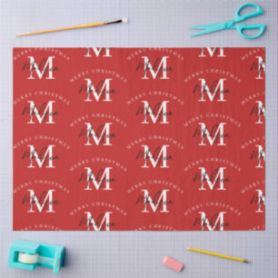 Personalised Merry Christmas Red Monogram Tissue Paper