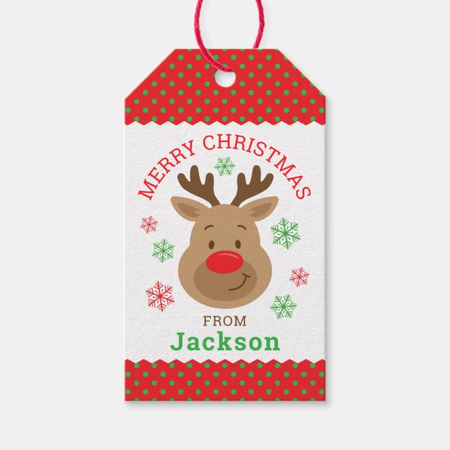Personalised Merry Christmas Reindeer Gift Tag (Front)