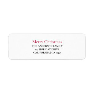 Personalised Merry Christmas Return Address Label