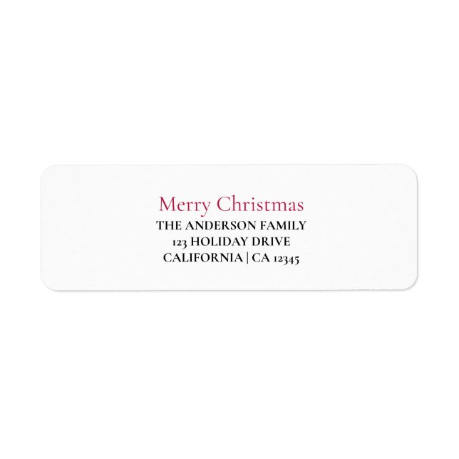Personalised Merry Christmas Return Address Label (Front)