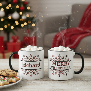 Personalised Merry Christmas snowflake Mug