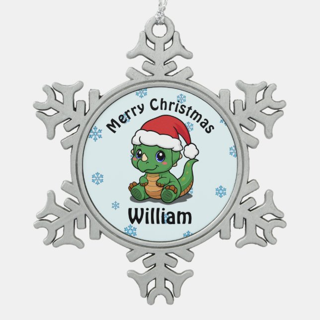 Personalised Merry Christmas Snowflake Ornament (Front)