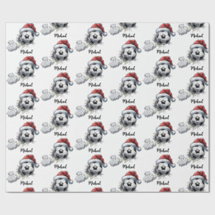 Personalised Merry Christmas Soccer Ball Santa Wrapping Paper