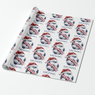 Personalised Merry Christmas Soccer Ball Santa Wrapping Paper