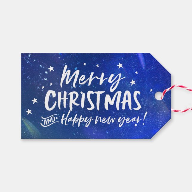 Personalised Merry Christmas starry gift tags (Front (Horizontal))