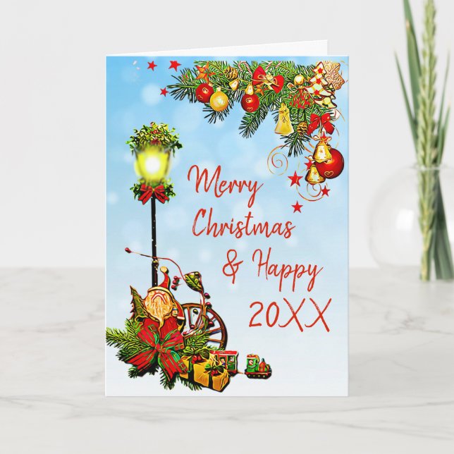 Personalised Merry Christmas Street Light Card (Front)