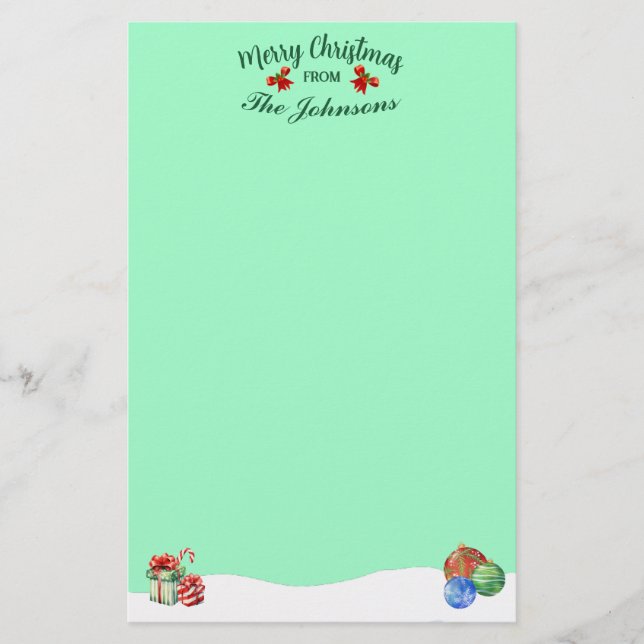 Personalised Merry Christmas Theme Stationery (Front)
