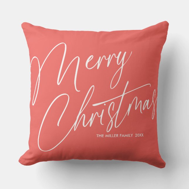 Personalised Merry Christmas Throw Pillow (Front)