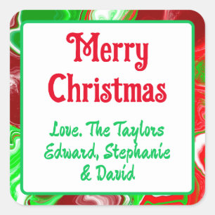 Personalised Merry Christmas To You Square Sticker