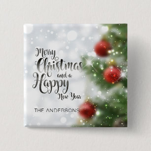 Personalised Merry Christmas Tree   Button