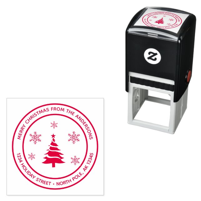 Personalised Merry Christmas Tree Self-Inking Stam Stamp (In Situ)