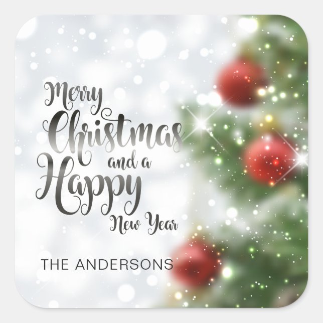 Personalised Merry Christmas Tree | Sticker Seal (Front)