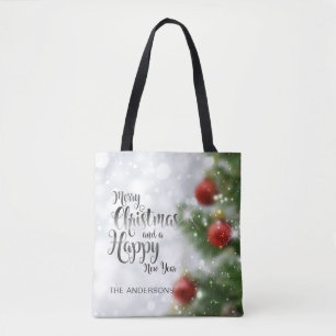 Personalised Merry Christmas Tree   Tote Bag