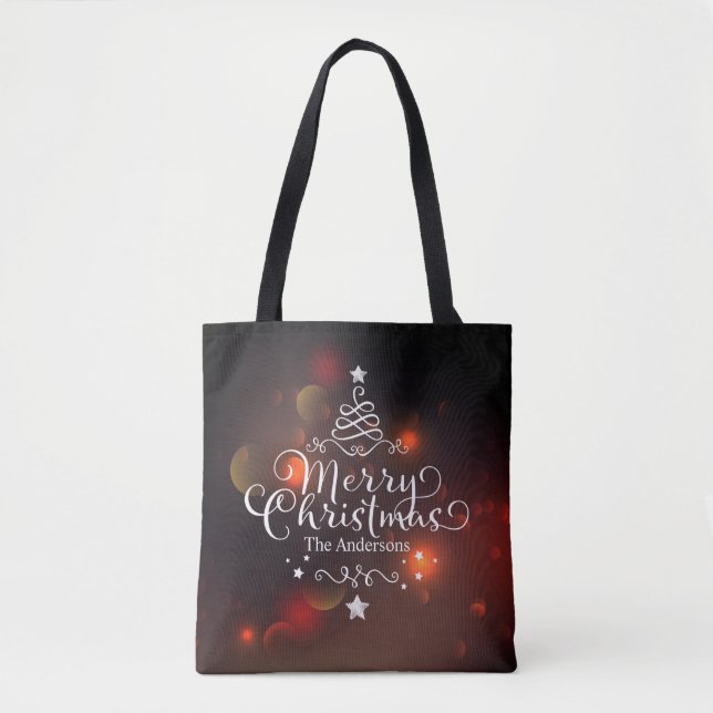 Personalised Merry Christmas Tree Tote Bag (Front)