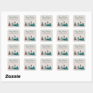 Personalised Merry Christmas Trees Square Sticker