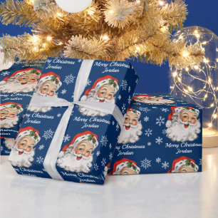 Personalised Merry Christmas Vintage Santa Claus Wrapping Paper