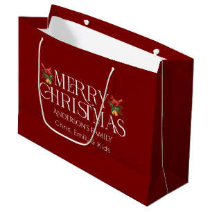 Personalised Merry Christmas Whit Retro Typography Large Gift Bag