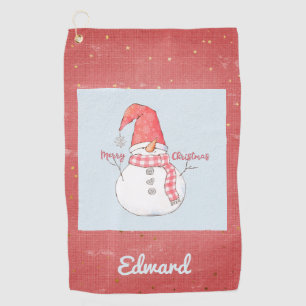 Personalised Merry Christmas Winter Snowman Golf Towel