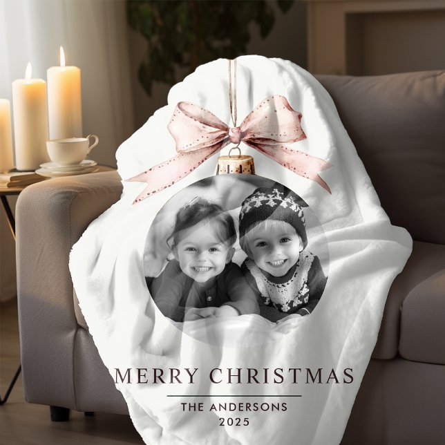 "Personalised Merry Christmas with Photo Gift Sherpa Blanket (Creator Uploaded)