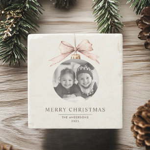 "Personalised Merry Christmas with Photo Gift Stone Coaster