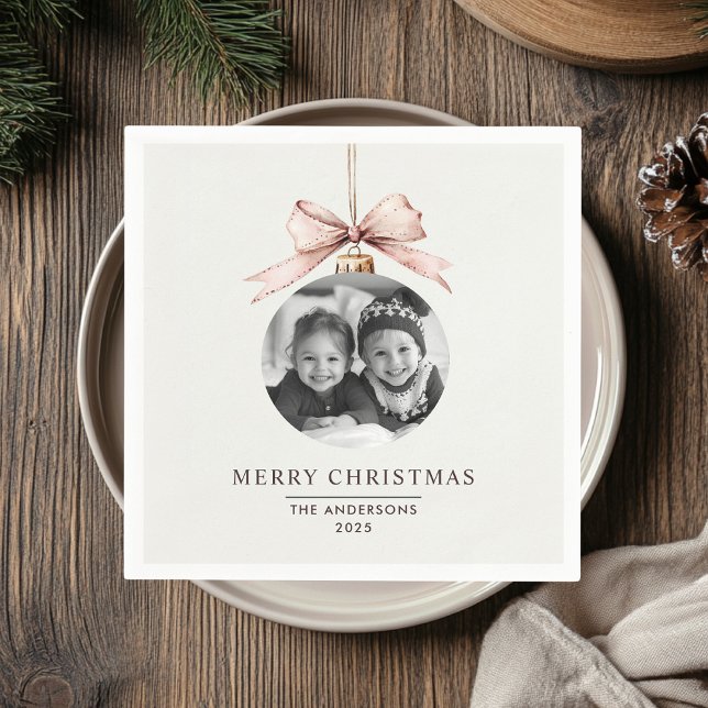 "Personalised Merry Christmas with Photo Napkin (Creator Uploaded)