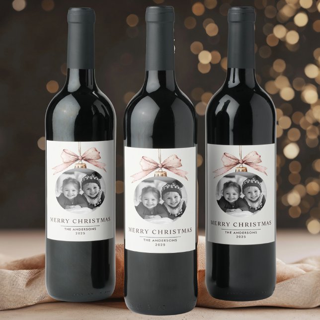 "Personalised Merry Christmas  with Photo  Wine Label (Creator Uploaded)