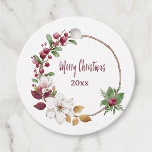 Personalised Merry Christmas Wreath with Year Favour Tags