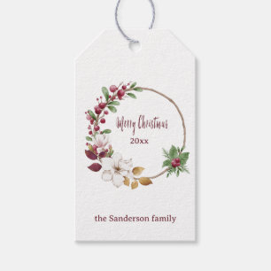 Personalised Merry Christmas Wreath with Year Gift Tags