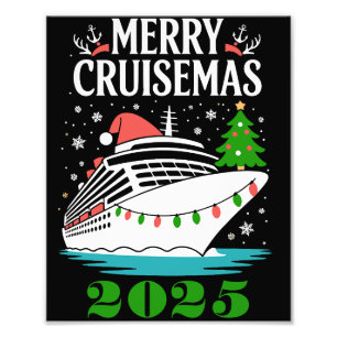 Personalised Merry Cruisemas Cruise Ship Family Photo Print