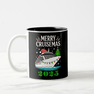 Personalised Merry Cruisemas Cruise Ship Family Two-Tone Coffee Mug