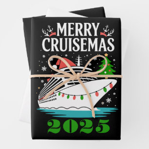 Personalised Merry Cruisemas Cruise Ship Family Wrapping Paper Sheet