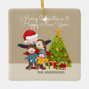 Personalised Merry Family Christmas Ornament