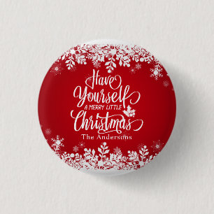 Personalised Merry Little Christmas Pin Button