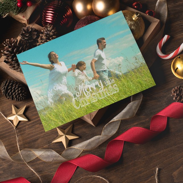 Personalised Merry Little Christmas Red White Holiday Card (Creator Uploaded)