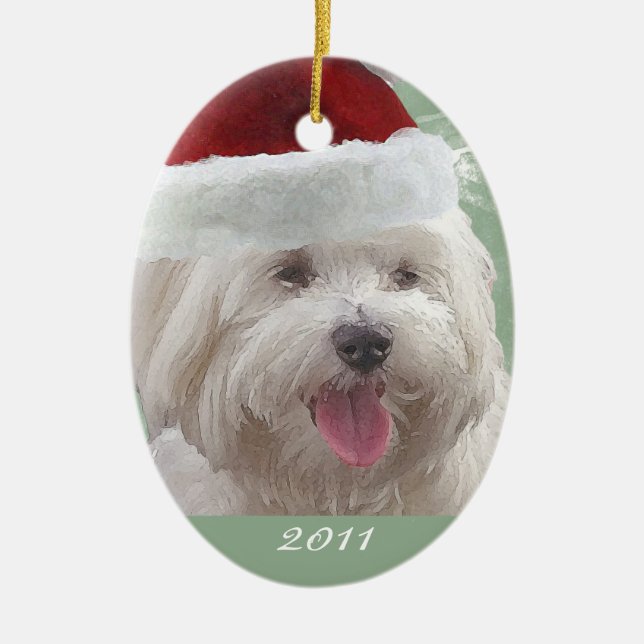 Personalised Merry Maltese Christmas Ornament (Front)