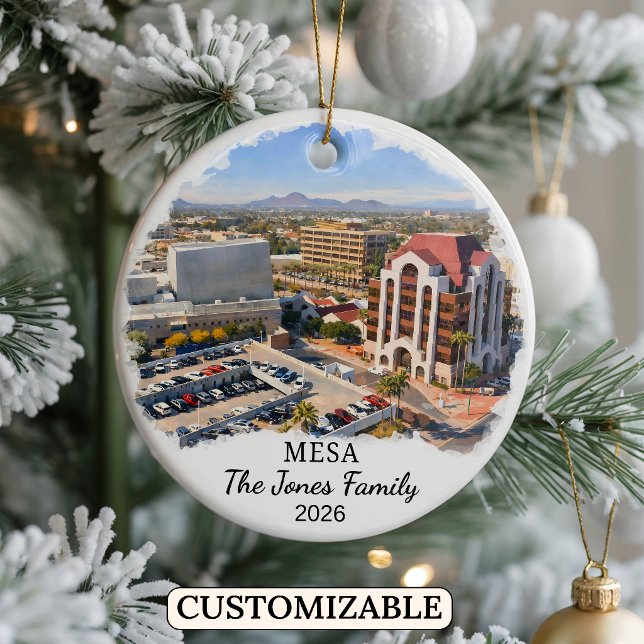Personalised Mesa Ornament, Custom Arizona State Ceramic Tree Decoration (Creator Uploaded)
