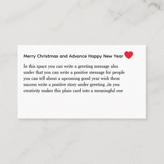Personalised Message Business Card (Front)