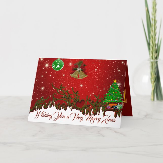 Personalised Message Christmas Greetings Holiday Card (Front)
