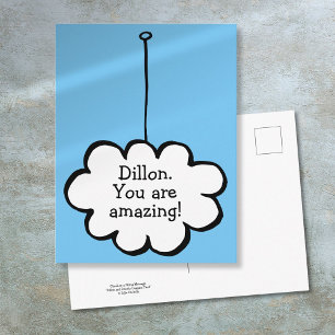 Personalised Message Cloud on a String Postcard